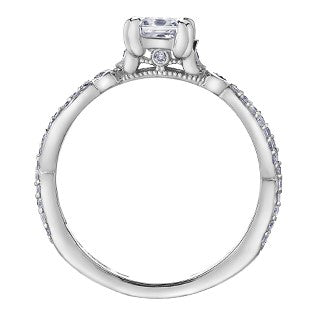 18K White Gold Palladium Emerald Cut Diamond Ring