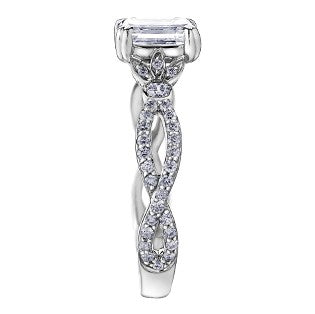 18K White Gold Palladium Emerald Cut Diamond Ring