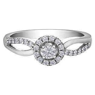 10K White Gold Diamond Halo Ring