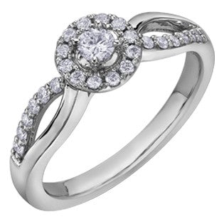 10K White Gold Diamond Halo Ring