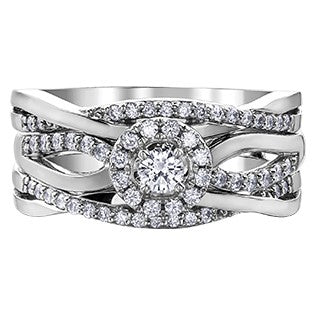 10K White Gold Diamond Halo Ring
