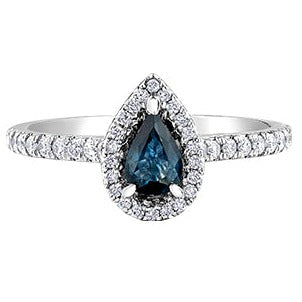 10K White Gold Diamond Sapphire Ring