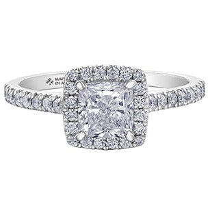 14K White Gold Cushion Cut Diamond Ring