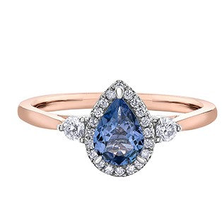 14K Rose Gold Tanzanite & Diamond Ring