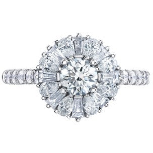 18K White Gold Palladium Unique Diamond Ring