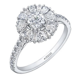 18K White Gold Palladium Unique Diamond Ring