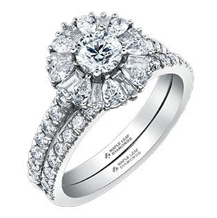 18K White Gold Palladium Unique Diamond Ring