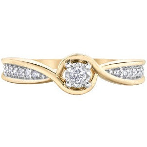 10K Yellow Gold Illusion Set Diamond Ring