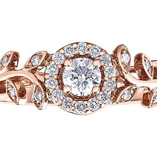 10K Rose Gold Diamond Floral Ring