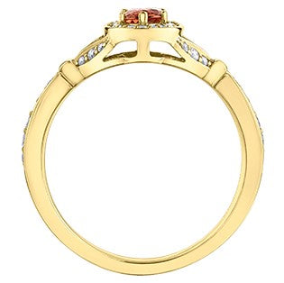 10K Yellow Gold Andesine Feldspar Diamond Ring