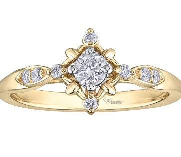 10K Vintage Inspired Yellow Gold Diamond Ring