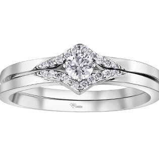 10K White Gold Diamond Chevron Band