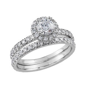 18K White Gold Palladium Diamond Halo Ring