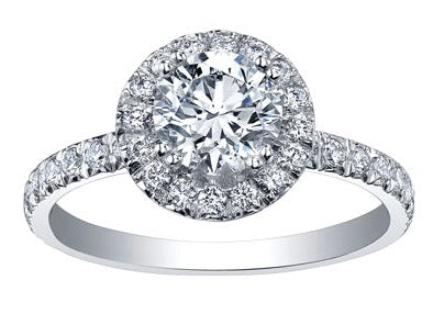 18K White Gold Palladium Diamond Halo Ring