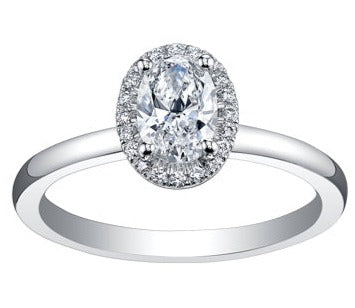18K White Gold Oval Diamond Ring