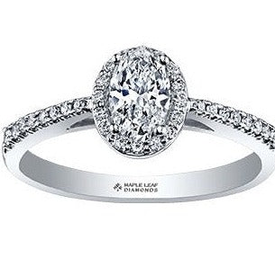 14K White Gold Oval Diamond Ring