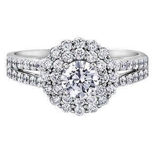 14K Yellow Gold Diamond Halo Ring