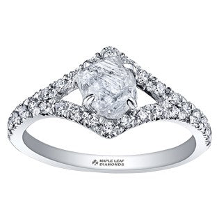 18K White Gold Palladium Rough Diamond Ring