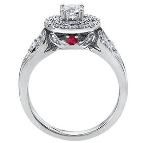18K White Gold Palladium Double Halo Diamond Ring