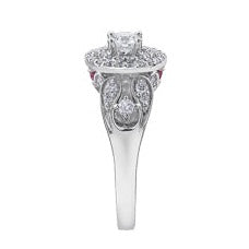18K White Gold Palladium Double Halo Diamond Ring