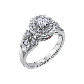 18K White Gold Palladium Double Halo Diamond Ring