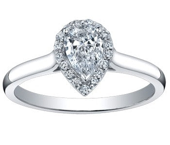18KPD White Gold Diamond Pear Shaped Halo Ring