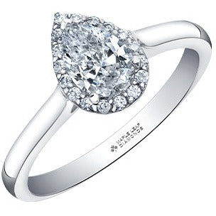 18KPD White Gold Diamond Pear Shaped Halo Ring