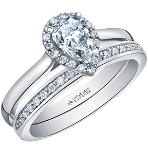 18KPD White Gold Diamond Pear Shaped Halo Ring