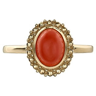 10K Yellow Gold Orange Moonstone Ring