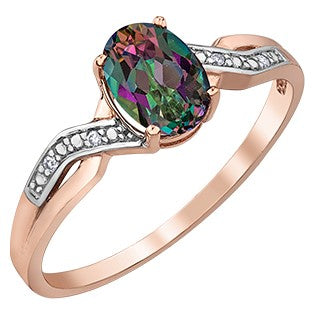 10K Rose Gold Diamond & Mystic Topaz