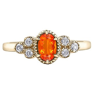 14K Yellow Gold Fire Opal Ring