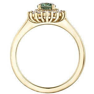 14K Yellow Gold Green Sapphire Diamond Rng