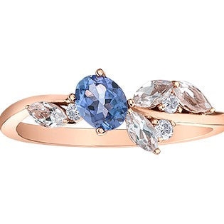 Tanzanite, White Topaz & Diamond Ring