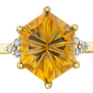Citrine & Diamond Yellow Gold Ring
