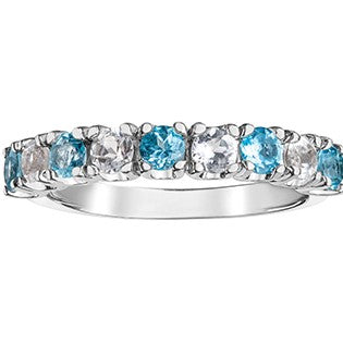White Gold Ring with White & Blue Topaz