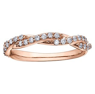 10K Rose Gold Diamond Braided Chi Chi Ring