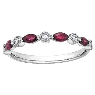 10K White Gold Ruby & Diamond Ring