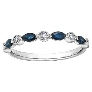 10K White Gold Diamond & Sapphire Chi Chi Ring