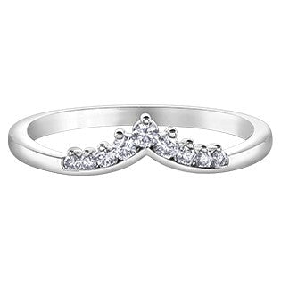 10K White Gold Chevron Diamond Ring