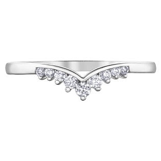 10K White Gold Chevron Diamond Ring