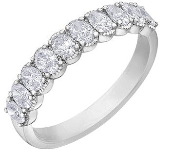 18K White Gold Palladium 1.00ct Oval Diamond Band