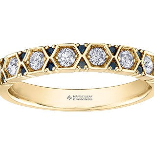 14K Yellow Gold Diamond Sapphire Band