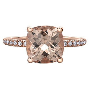 14K Rose Gold Morganite & Diamond Ring