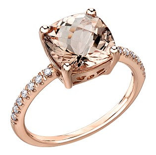 14K Rose Gold Morganite & Diamond Ring