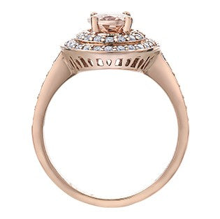 14K Morganite & Diamond Double Halo Ring