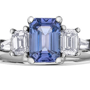 14K White Gold Tanzanite & Diamond Ring