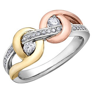 10K Tri Gold Diamond Ring