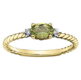 10K Yellow Gold Peridot & Diamond Ring