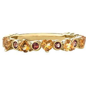 10K Yellow Gold Citrine & Garnet Band