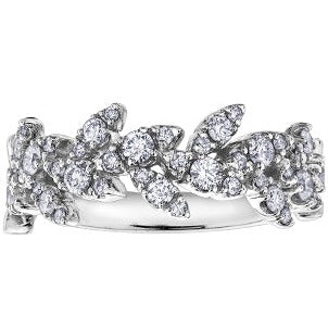 10K White Gold Diamond Leaf Band